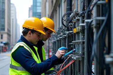 Tecnici al lavoro su infrastruttura urbana